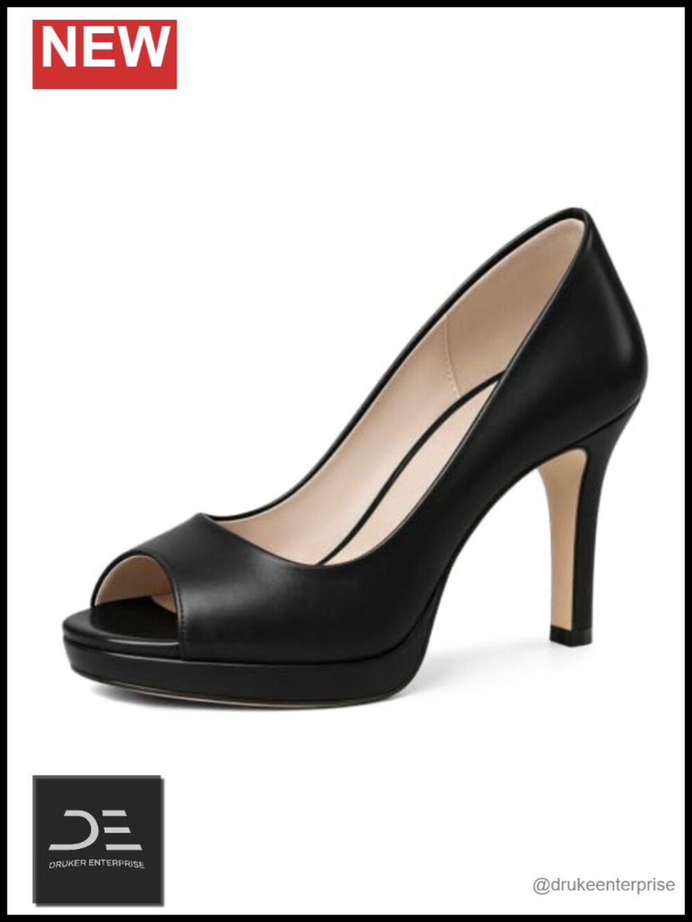 Women's Stiletto Heels Platform Pumps Peep Toe 3.5 inch Faux Leather